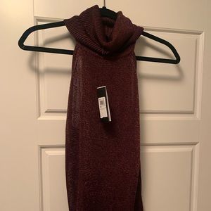 NWT Guess sheer metallic sleeveless turtleneck